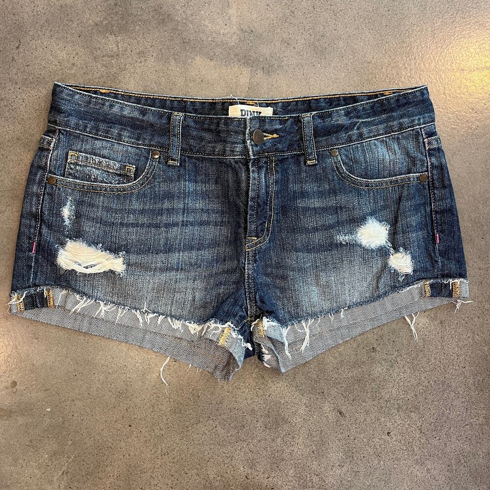 Victorias Secret PINK blue denim low rise short distressed shorts Y2K Womens 8